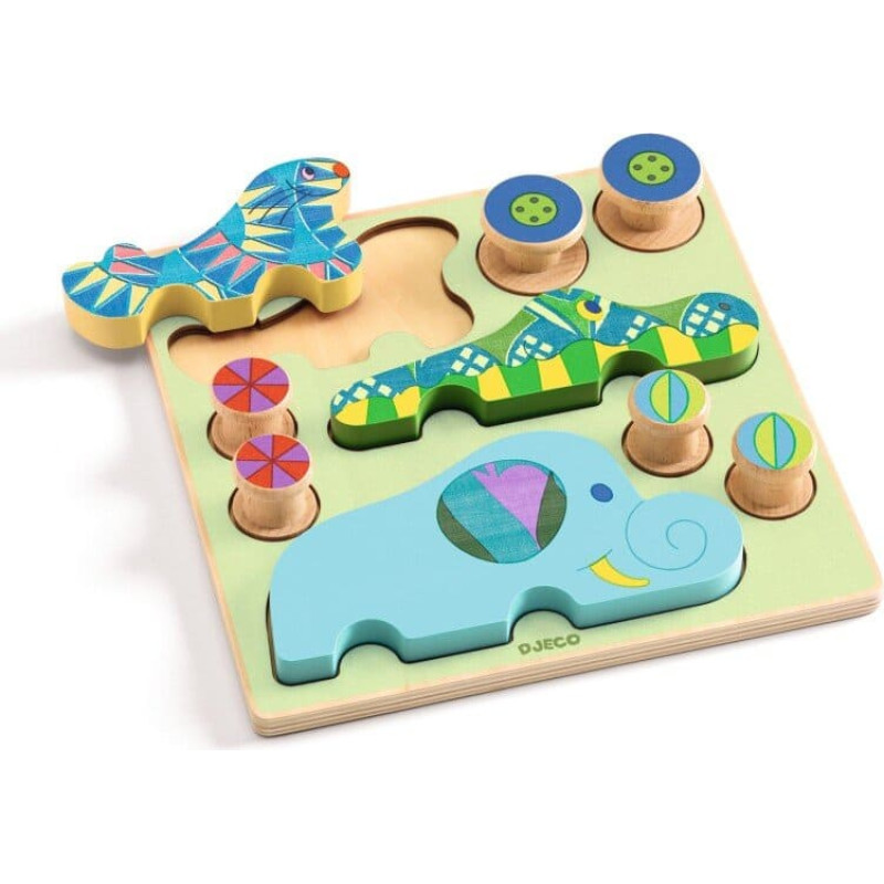 Djeco Wooden puzzle - Puzz & Roll - Bariolo