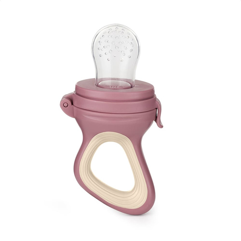 Petite&Mars 581798 Silikonowy gryzak do podawania owoc&oacute;w dla niemowląt Fruzi Rose Sand 6 m+