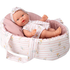 Arias doll in a pink carrycot with teddy bears, 26 cm