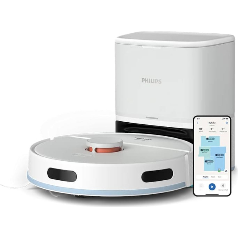 Philips HomeRun 2000. sērijas Putekļsūcējs robots ar mazgā&scaron;anas funkciju, balts - XU2100/25