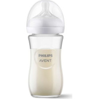 PHILIPS AVENT Natural Response Glass Bottle 240 ml, Slow Flow Nipple 3-6m+ SCY933/01