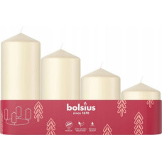 Bolsius Sveces cilindrs 4 gab. &Oslash;120, 100, 80, 60x48mm krēmkrāsas