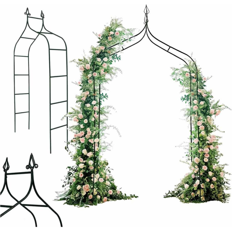 LUARO dārza pergola metāla arka ar grotiem rozēm, ziediem, vīteņaugiem 265 cm