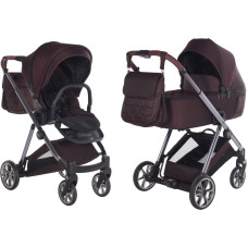 Junama Kombi-Kinderwagen 2-in-1 Ellegante 07 in Bordeaux (Burgundy) – elektropoliertes Gestell