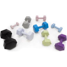 Springos 2x2kg hexagonal dumbbells for fitness exercises, set of 2, purple