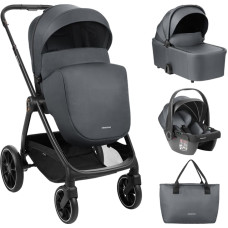 KIKKABOO 3-in-1 Kinderwagen mit Tragetasche Modena Dark Grey