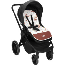 Springos Kinderwagen-Einlage Springos SB0056, 37x78 cm, Wendematte, Tiermuster, Grau/Weiß/Braun/Mehrfarbig