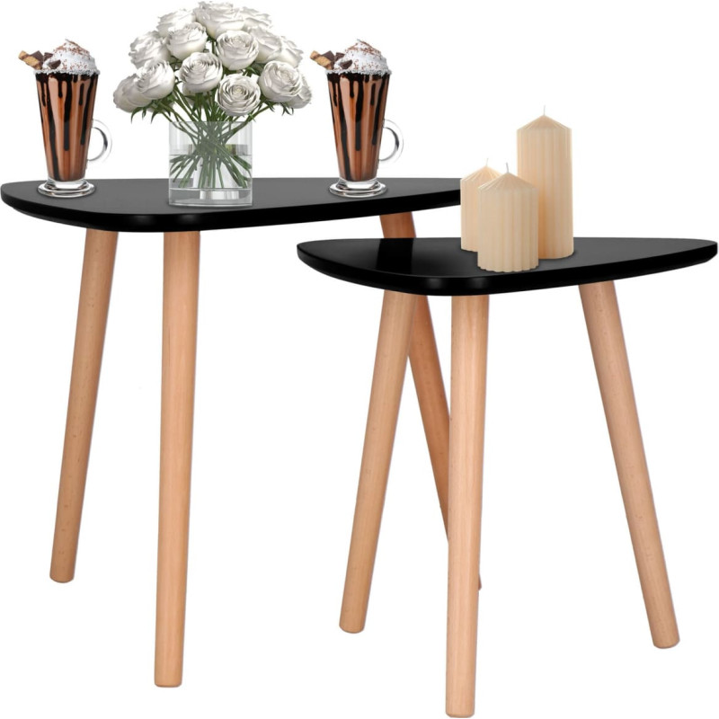 Springos Couchtisch-Set Springos HF0014, dreieckig, 2 Stk., skandinavischer Stil, schwarz
