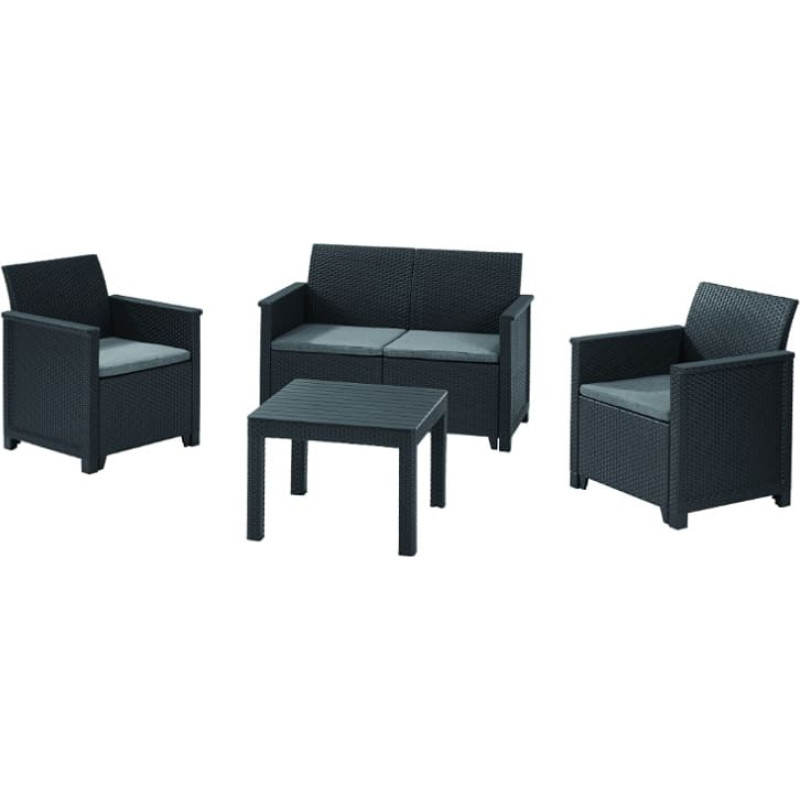 Keter Gartenmöbel-Set Elodie 2-Sitzer-Sofa-Set mit Tisch, klassisch grau