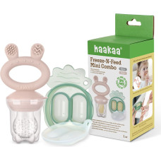 Haakaa Fresh Food Feeder Mini Combo silikona komplekts - fīderis un saldē&scaron;anas forma, Blush Pink