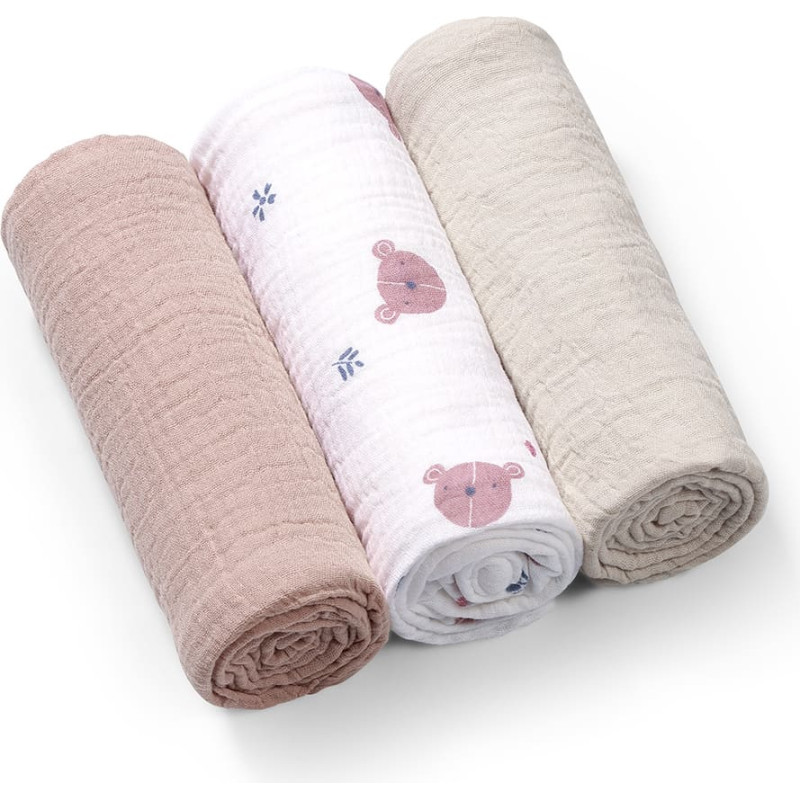 Babyono crinkled muslin diapers. Super soft 3pcs cream 828/03