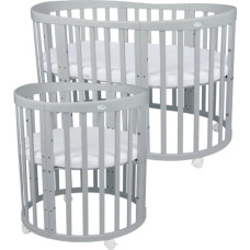 Ovales Babybett 7in1 mit Matratze Grey, WALDIN