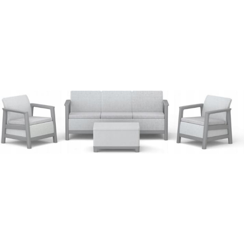 Keter Dārza mēbeļu komplekts Scandi Linea 3 Seater Set gai&scaron;i pelēks/tum&scaron;a tērauda pelēks