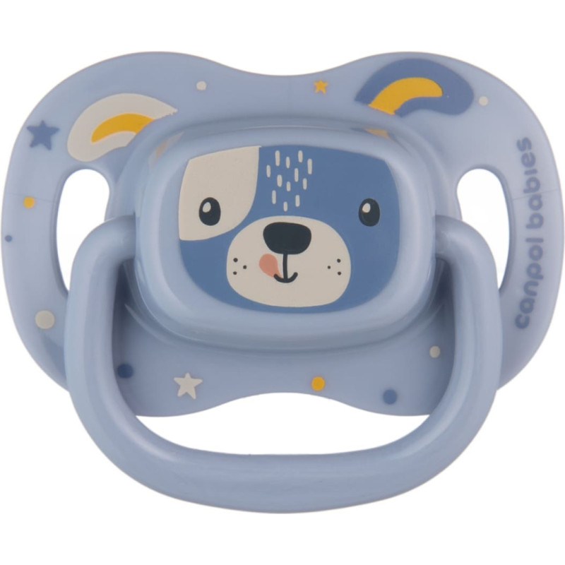 Canpol Babies 34/924 Beruhigungssauger aus Silikon 0–6 Monate, symmetrisch, Cute Animals, blau