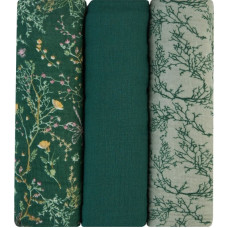 Muslin swaddle set 3 pcs 100x100 cm Secret Garden Green
