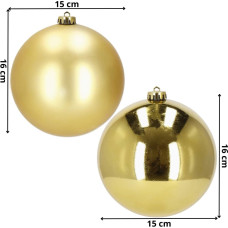 Springos Christmas baubles Springos CA1176 2 pcs 15 cm gold