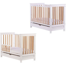 To-Ma Kinderbett mit Schublade und Barriere 120x60 cm - WHITE / BEECH