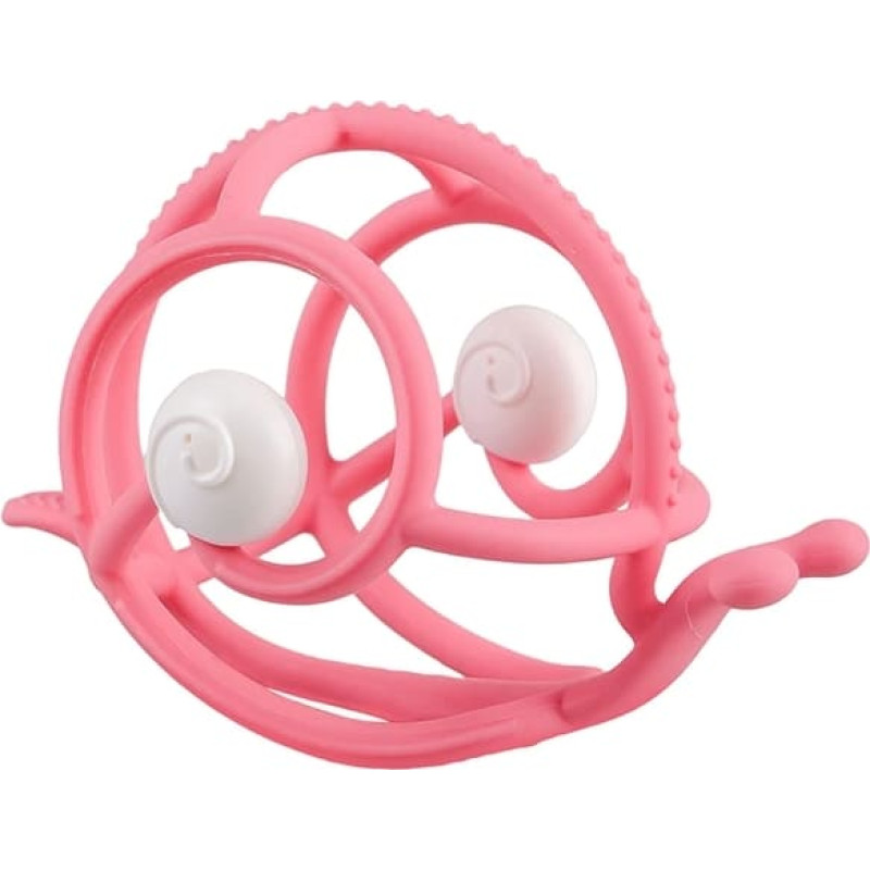 Mombella 00606 Beißring mit Rassel, Schnecke, rosa