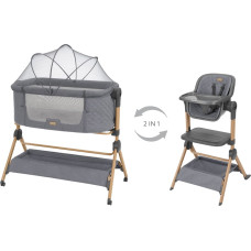 2in1 Bedside crib + Highchair Sleat Me Grey