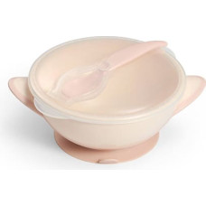 Babyono 1063/06 Schüssel mit Saugnapf und Löffel – Creme/Rosa