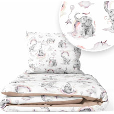 Ankras Cover set - 2 pcs - 120x90, 40x60  - ELEPHANT in the RAINBOW - PINK