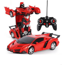 Puldiga juhitav transformeeruv robot-auto, punane
