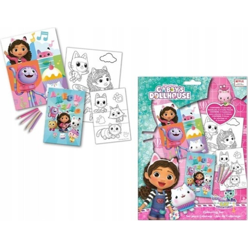 Kids Euroswan - Akcesoria Licencyjne GABBYS DOLLHOUSE COLORING KIT WITH 6