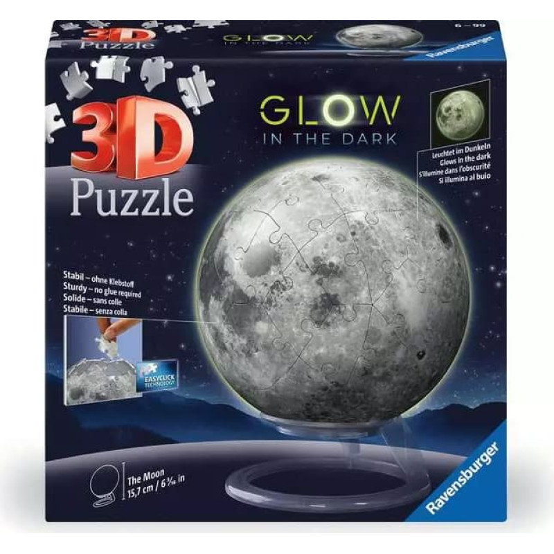 Ravensburger Round 3D Puzzle, 72 pcs, Glowing Moon