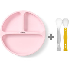 BabyOno Silikonteller (rosa) 1482/02 + flexible Löffel 1066 – GESCHENK!