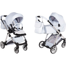 Junama Kombi-Kinderwagen 2-in-1 Ellegante 09 in Hellblau (Light Blue) – elektropoliertes Gestell