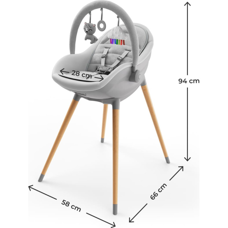 Kinderkraft 2-in-1-Hochstuhl FINI UP, grau