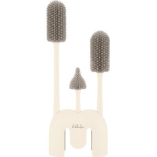 Silicone bottle brush set 3 pcs with holder Platinum Silicone Sand
