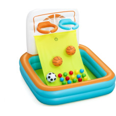 Bestway 52728 Multifunktionaler aufblasbarer Pool mit Bällen: Basketball, Bälle und Fußball, 1.20 m x 1 m