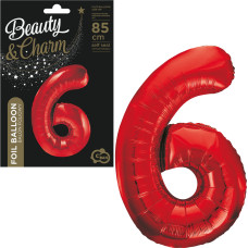 BALON FOLIOWY CYFRA 6 CZERWONA