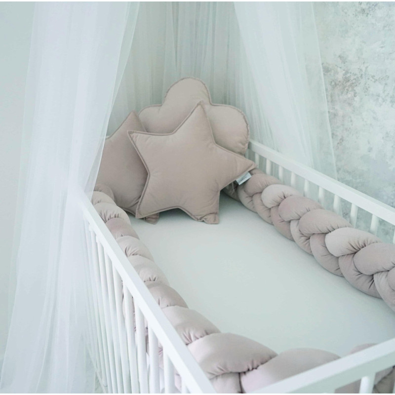 Duet Baby Bumper - BRAID + 3 PILLOW - 884 -  VELVET - DARK ECRU - size 230 cm