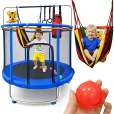 Bērnu batuts dārza bumbu tīkls basketbola 150cm zils