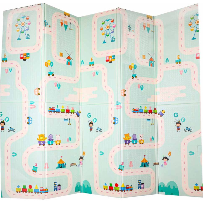 Doppelseitige faltbare Schaumstoff-Spielmatte PANDA STRASSE 180 x 200 cm