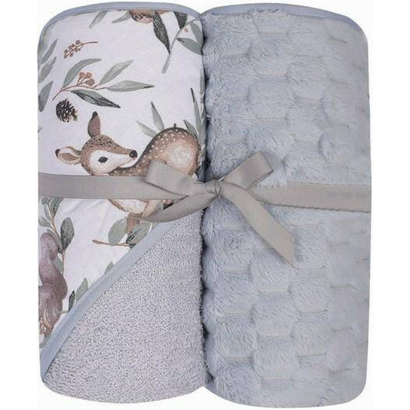 Duet Baby Set - Bathing cover  + blanket - 547 - size 100x100  / 80x90 - GREY