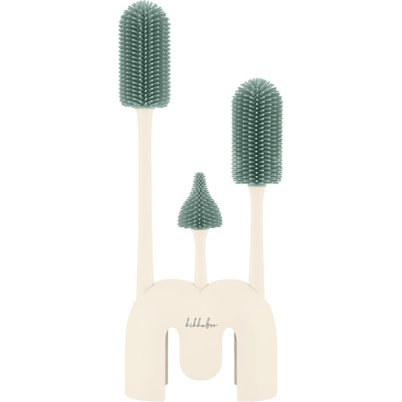 Silicone bottle brush set 3 pcs with holder Platinum Silicone Sage