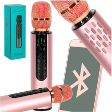 Bluetooth bezvadu karaoke mikrofons rozā krāsā