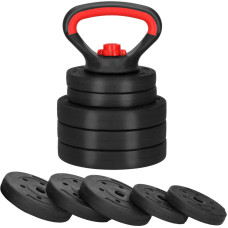 Springos verstellbare Kettlebell Springos FA1673, 10 kg, 5-Scheiben-Set, Schwarz/Rot