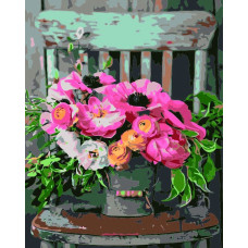 Flamingo Line Malen nach Zahlen - 50531- BOUQUET of FLOWERS - size 40x50 cm