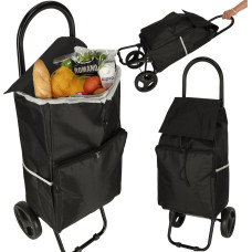 Einkaufstrolley mit Gestell und Rollen, schwarz, 95 cm