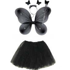 Kostüüm must, tiivad, seelik, võlukepp