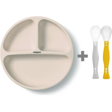 Babyono Silikonteller 1482/04 beige + Flexible Löffel 1066 als GESCHENK!