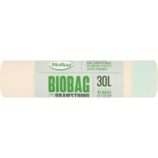 Biobag Atkritumu maisi savelkami ar aukliņu kompostējami BioBag 30L (10 gab. rullī) 25mkr. 50x60cm zaļi
