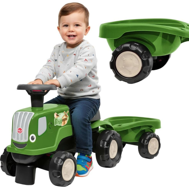 Falk Rutschtraktor mit Anhänger Birdy Farm, grün, 1–3 Jahre