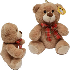 MIŚ BEŻOWY Z KOKARDĄ W KRATĘ