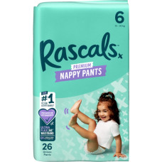 Rascal And Friends RASCALS autiņbiksītes-biksītes, 6 izmērs, 15-20 kg., 26 gab.