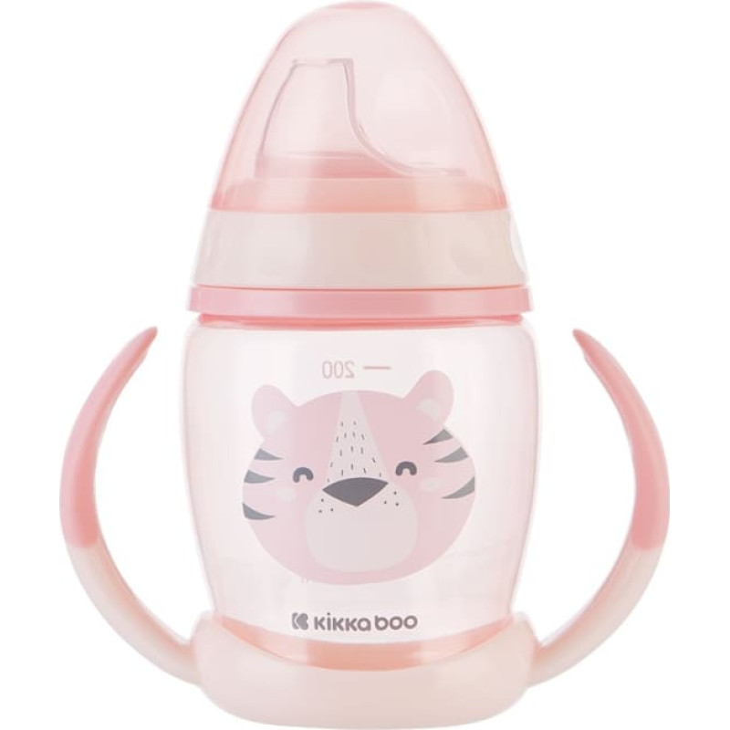 PP cup with silicone spout 200ml Happy Face Pink